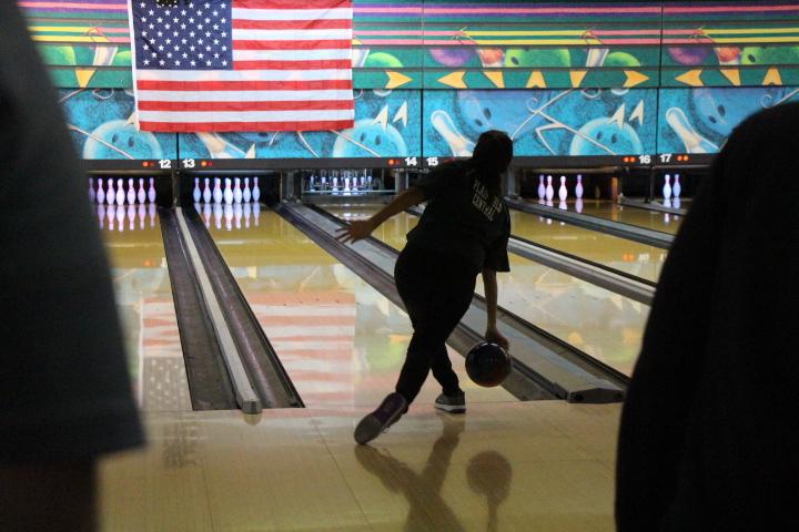 Junior Esmerelda Flores bowls during the Wildcat Invite tournament against 24 other schools on Saturday, Nov. 28. The team placed 7th overall. 