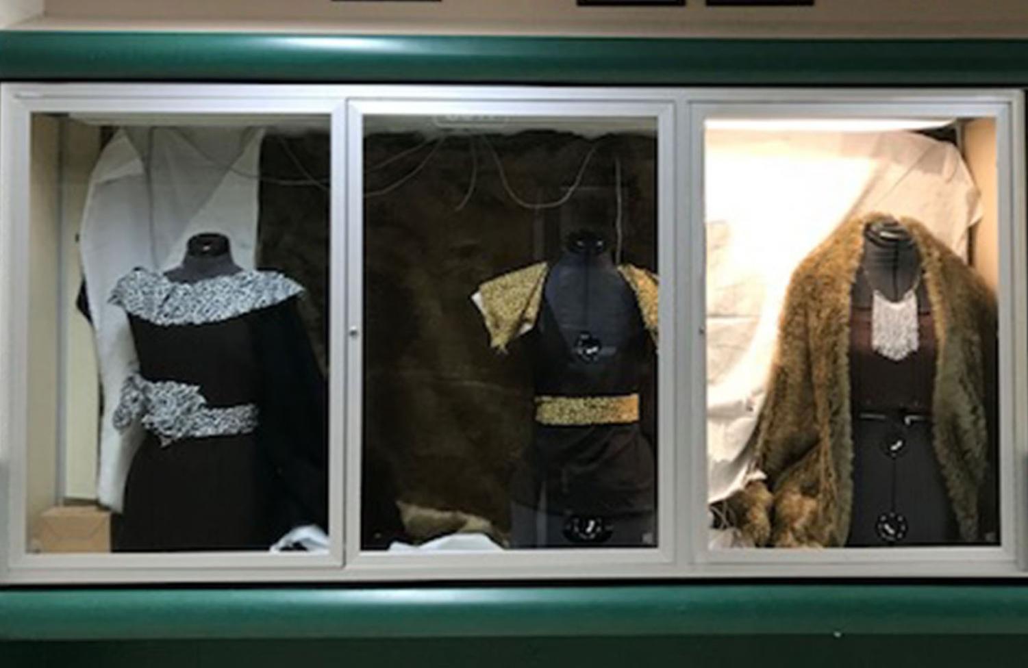 The fashion display showcases the combined work of senior Allen Garcia, and junior Ariana Bonaparte.