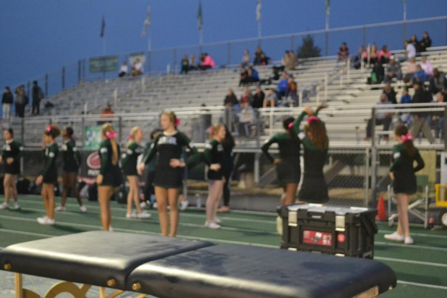 Cheer team at Homecoming game against Joliet West