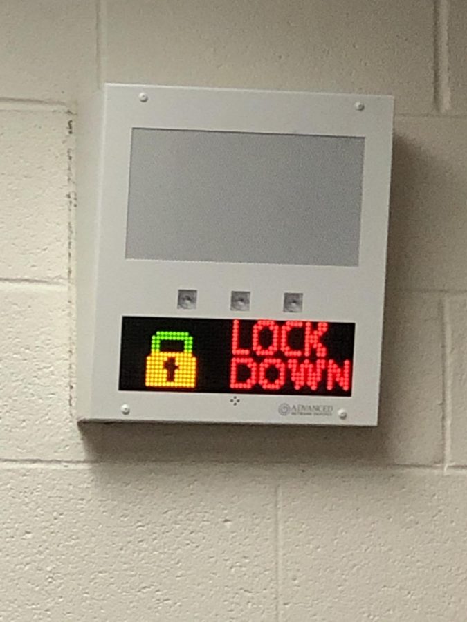 During a lockdown drill, the alarms now display a visual, words, and 
flashing lights.