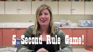 Julie Gainer, art teacher, plays the 5 Second Rule Game.