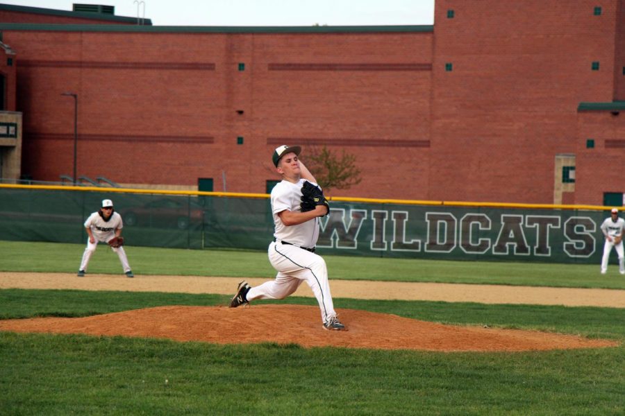 Josh Stratton, junior, throws his final pitch in the sixth inning.
