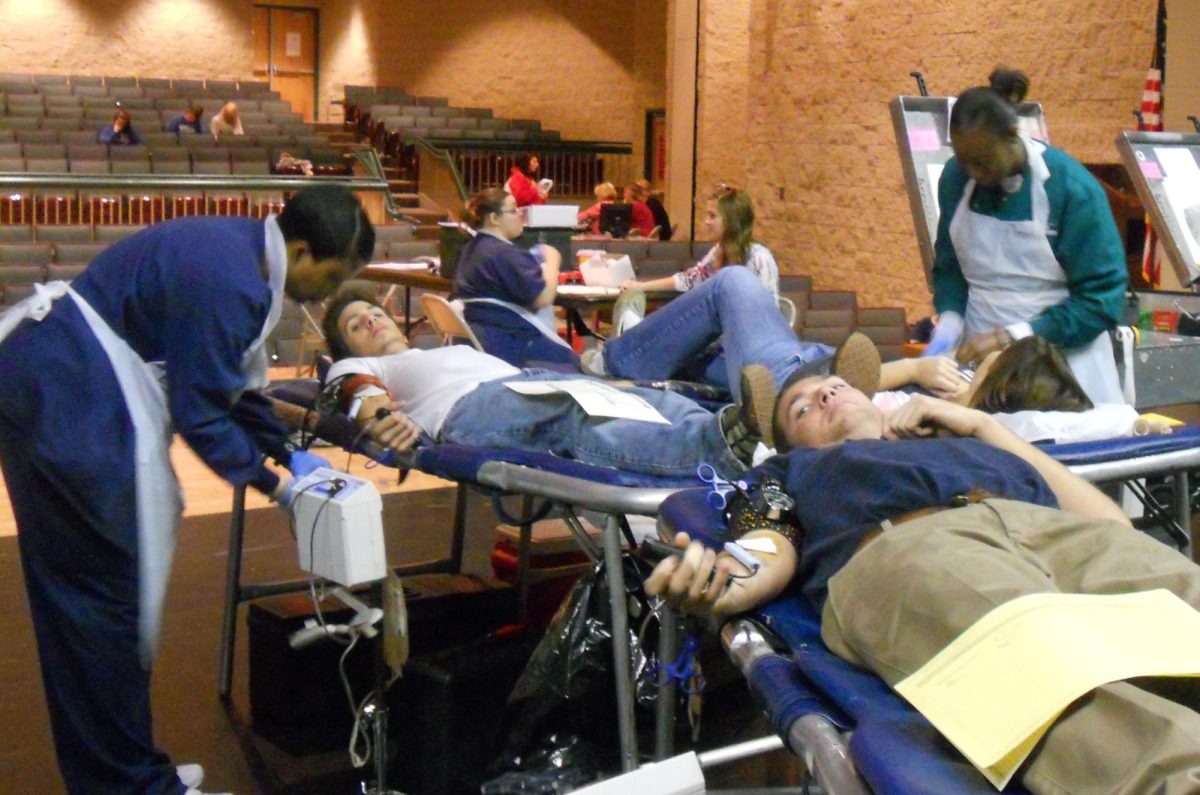 Students donate blood to help those who need transfusions.