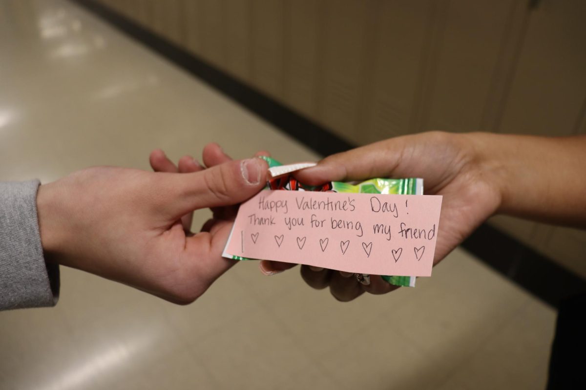 Students in Key Club deliver candy grams for Valentines Day.