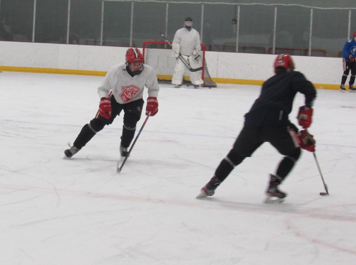 Defender Carson Moranda, senior, works through drills during practice on January 14.